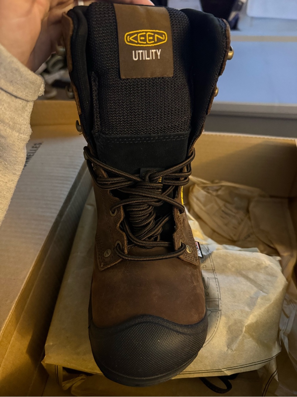Keen Men's Dark Brown and Black Waterproof Work Boots - Picture 2 of 4
